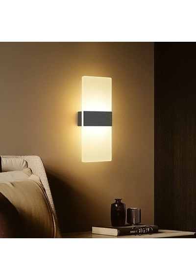 12 Watt 3000 Kelvin Modern Tasarım Salon, Yatakbaşı Aplik, Led Duvar Aplik Elektrikle Çalışır Beyaz