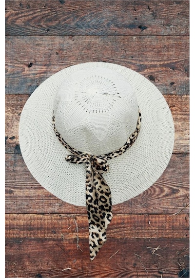Londonstore Plaj Şapka Leopar Desen Beyaz Leopar