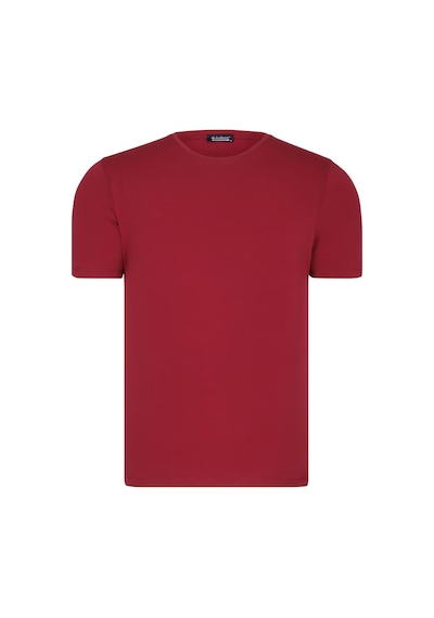 T8569 Dewberry Bisiklet Yaka Erkek T-shırt-düz Bordo