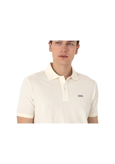 U.S. Polo Assn. Erkek Regular Fit Polo Yaka Basic T-shirt Krem
