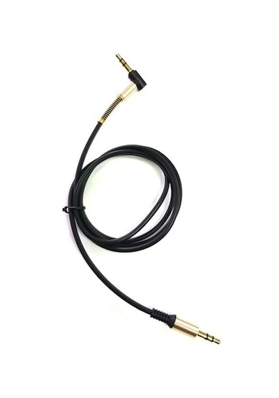 Electroon 3,5Mm Stereo Gold Jaklı Siyah Silikon Aux Kablo 1Metre