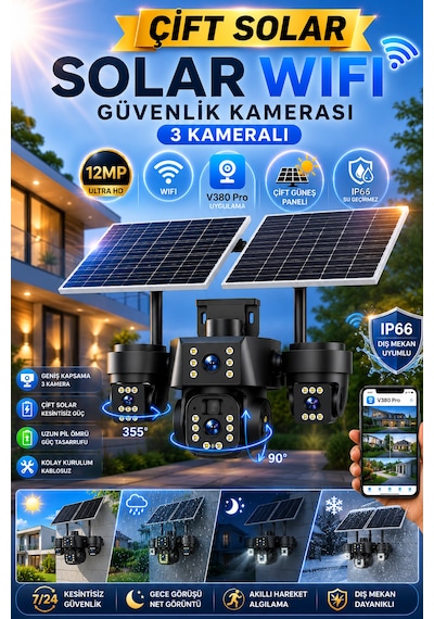 Mpıa Maro Çift Solar Wifi 12mp 3 Lensi Akıllı Güvenlik Kamerası