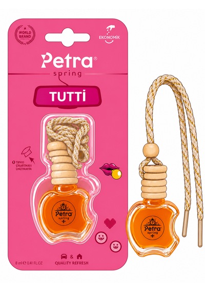 Petra Spring Tutti 8 Ml Ahşap Kapaklı Cam Şişe Araç Kokusu Dikiz Aynası Asmalı Oto Parfümü, Lüks Oto Kokusu,cam Şişe Araba Kokusu Araç Ortam Kokusu