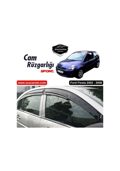 Ford Fiesta 2002-2008 Uyumlu Mugen Cam Rüzgarlığı Seti Piano Black 4'lü İthal (00) (ŞüsCarOto Aksesuar)