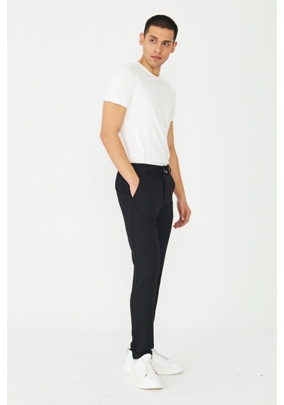 Siyah Smart Casual Modern Kesim Erkek Jogger Pantolon Siyah