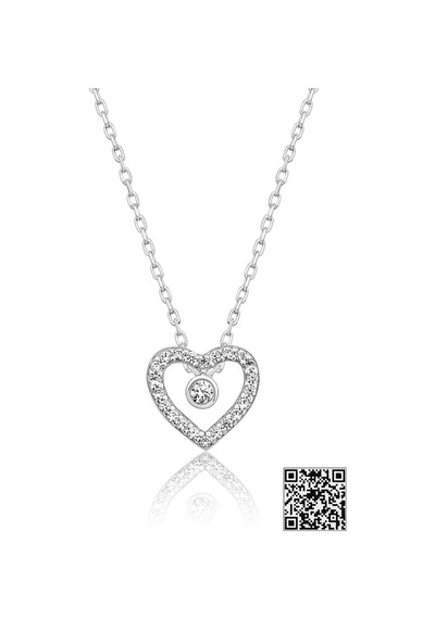 Papatya Silver Swarovski® Tektaşlı Kalp Kolye Rodyum Kaplama 925 Ayar Gümüş - SUVPS00012