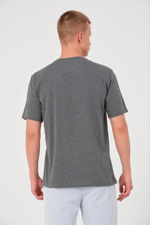 Erkek 24/1 Düz A Kalite Oversize T-shirt - Antrasit Antrasit