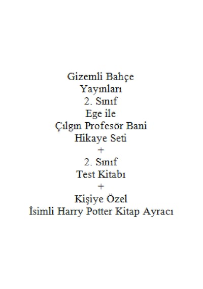 2. Sınıf Hikaye Kitabı Seti Gizemli Bahçe Yayınları Ege ile Çılgın Profesör Bani + 2. Sınıf Test Kitabı + Kişiye Özel İsimli Harry Potter Kitap Ayracı