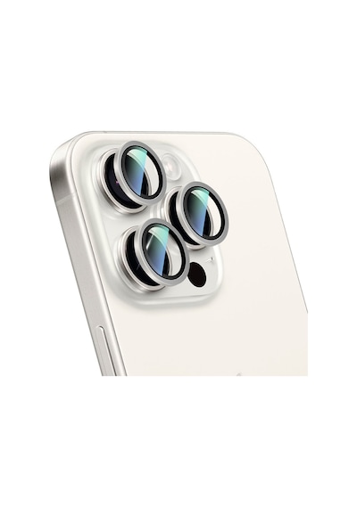 Apple Uyumlu   iPhone 16 Pro Caseworld Sapphire Serisi Anti Reflective Lens Koruyucu Gümüş