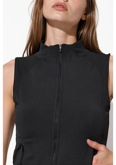 Hiccup Fitted Balıkçı Yaka Kolsuz Active Top Siyah