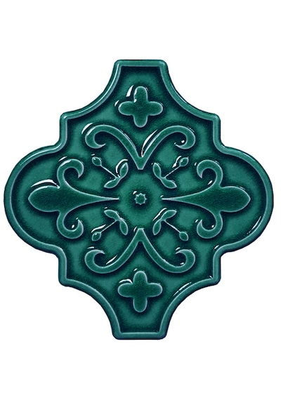 Armada Çini 12x12 Ottoman Çiçekli Arabesk Yeşil Çini Karo Seramik