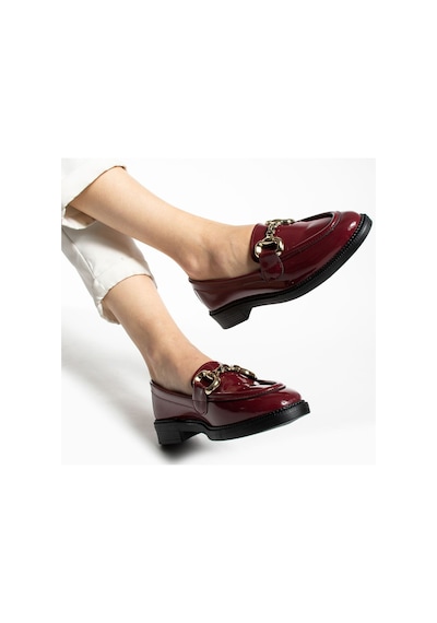 Jane Kadın Loafer Makosen Casual Toka Detay Günlük Ayakkabı Bordo Rugan