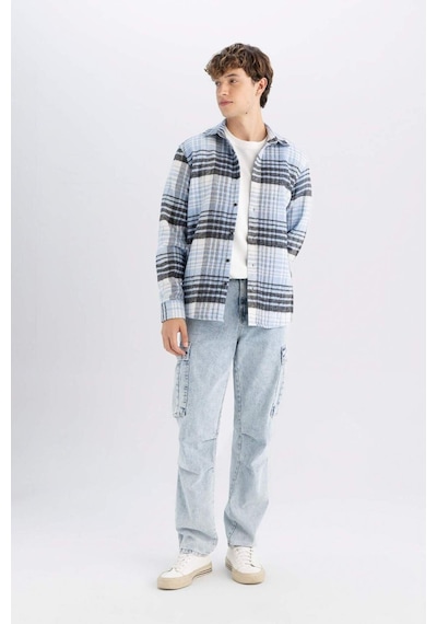 DeFacto Regular Fit Normal Kesim Kareli Oduncu Flanel Uzun Kollu Gömlek S9275AZ24AUBE524 Mavi DeFacto Regular Fit Normal Kesim Kareli Oduncu Flanel Uzun Kollu Gömlek S9275AZ24AUBE524 Mavi