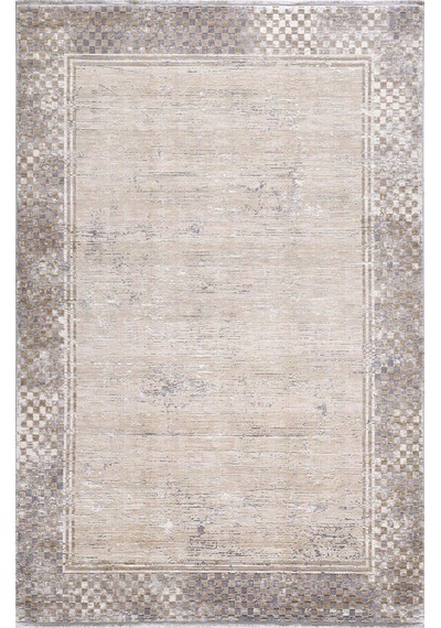 Artemis Halı Couture 00866a Gri Gold Çerçeveli Eskitme İpek Halı