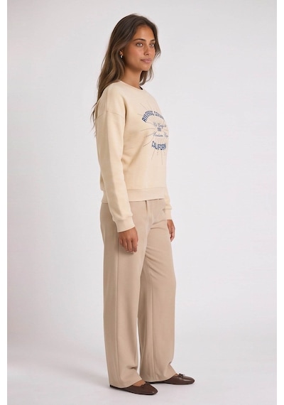 Fashion Friends Taşlı Bej Kadın Sweatshirt 26k0228k1
