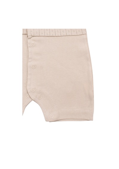Bebegen Erkek Bebek Açık Kahve Jakarlı Düğmeli Şort Tulum Cok Renkli