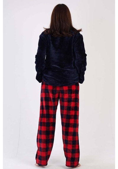 Vienetta Kadın Uzun Kol Büyük Beden Welsoft Lacivert Pijama Takımı 3c0t4n0o83 001