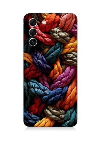 Samsung Galaxy S21 Fe Uyumlu Pastel Renkli Düğüm İpler Desenli Silikon Kılıf