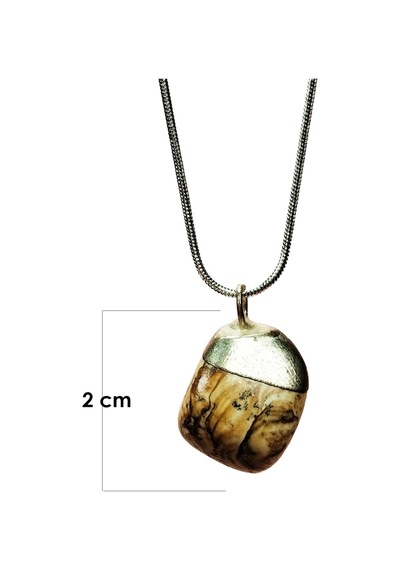 Jasper Doğal Taşı Zincirli El Yapımı Kolye Uç: 2 Cm Zincir: 20 Cm Kutulu Çok renkli