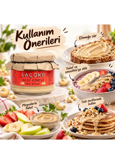 Laçoko Şekersiz Katkısız Glutensiz Vegan Doğal Kaju Ezmesi 275 G