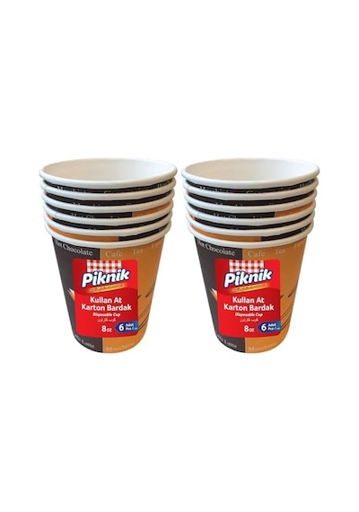 Piknik Kullan At Karton Bardak 8 Oz 6'lı 1484 2li Paket Açık Mavi