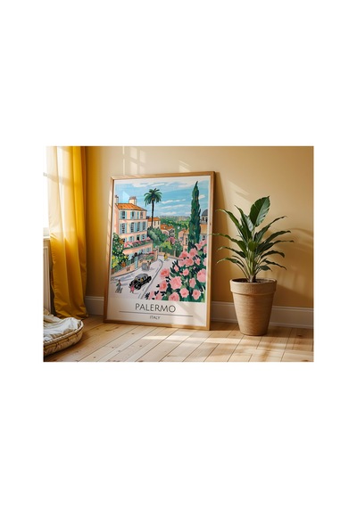 Palermo Italy Ahşap Çerçeveli Dekoratif Duvar Tablosu Ahşap 01