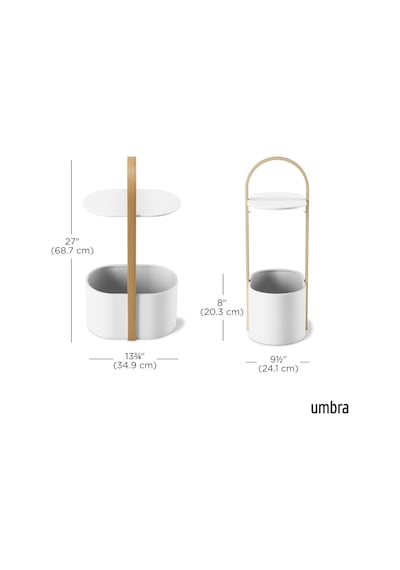 Umbra Depolama Ve Kablo Yönetimli Bellwood Yan Sehpa, Beyaz 9.5" X 13.7" X 27" Sku: Smg8690010218636 Açık Ceviz
