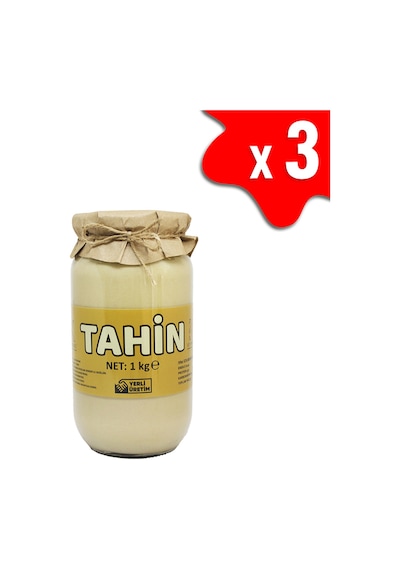 Laçoko Şekersiz Vegan İnce Öğütülmüş Susam Tahin Cam Kavanoz 3 x 1 KG