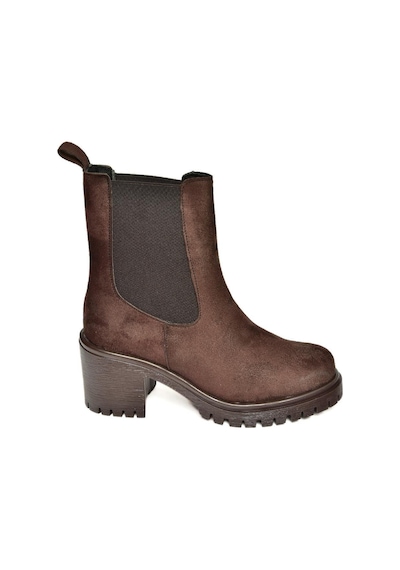 Fox Shoes T726981602 Kahverengi Süet Lastikli Kalın Topuklu Kadın Bot Kahverengi-süet Kahverengi
