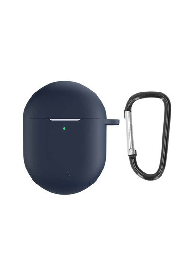 Koodmax Xiaomi Redmi Buds 3 Pro / Airdots 3 Pro Uyumlu Silikon Kılıf + Metal Kopça - Lacivert