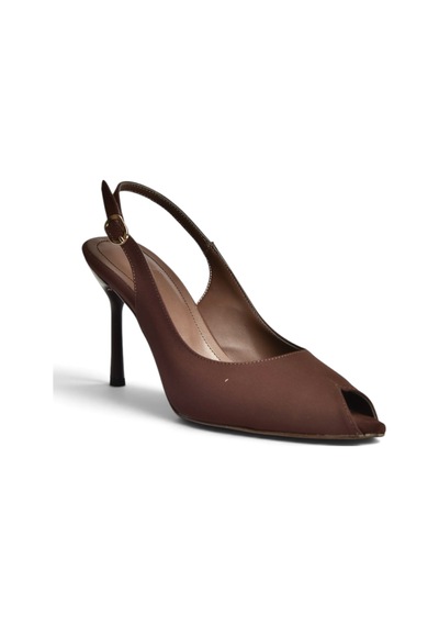 Fox Shoes Z676085004 Kahverengi Kumaş İnce Topuklu Kadın Ayakkabı