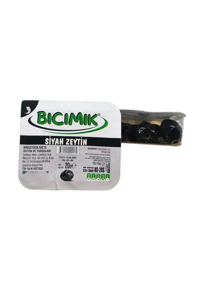 Bıcımık Doğal Salamura Yağlı Siyah Zeytin 20 G Piknik X 56 Adet