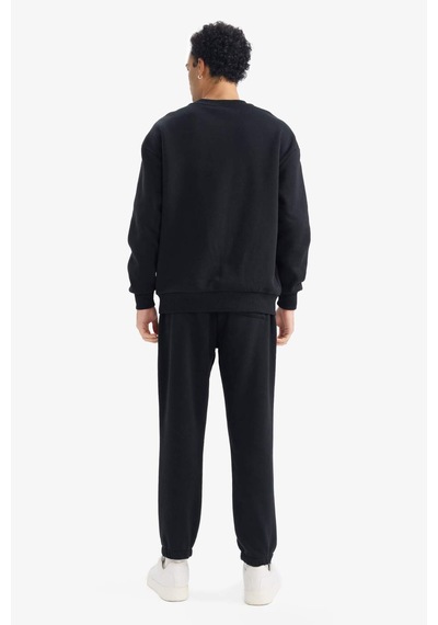 Defacto Boxy Fit 2li Takım Bisiklet Yaka Sweatshirt Eşofman Altı F9623ax25aubk81 Siyah-bk81