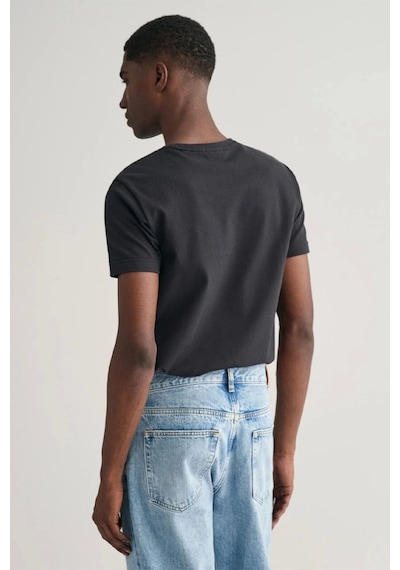 Gant Erkek Siyah Slim Fit Bisiklet Yaka Logolu T-shirt S Siyah