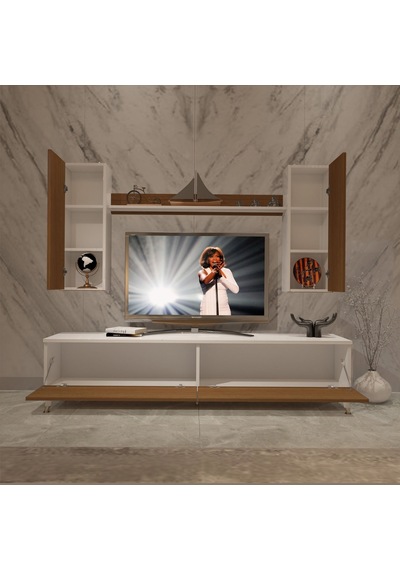 Decoraktiv Eko 7 Mdf Std Gold Tv Ünitesi Tv Sehpası Beyaz - Ceviz