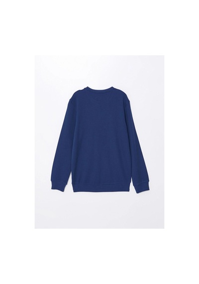 LC Waikiki Lacivert Bisiklet Yaka Uzun Kollu Baskılı Erkek Sweatshirt Çok Renkli