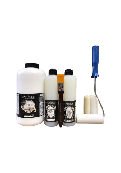 Cadence 2 Litre Beyaz Boya + 1 Litre Ultimate Kalın Sır Vernik + Desen 2,5cm Ipek Fırça Karışık Karışık