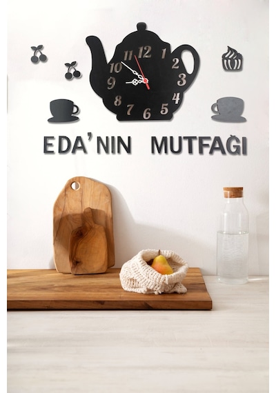 Mutfak Duvar Saati Seti Siyah