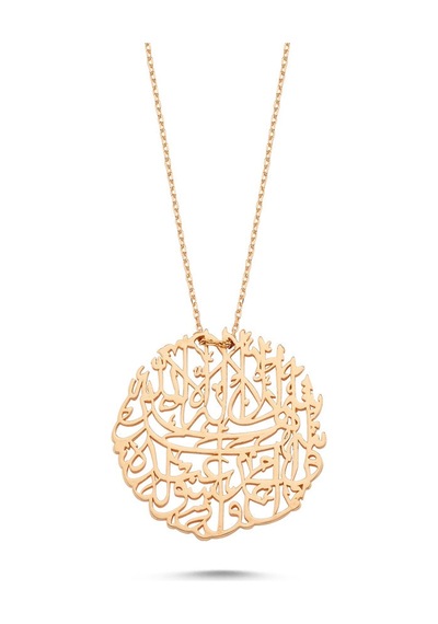 Nazar Duası Altın Kolye 14K Rose Gold El Işlemesi
