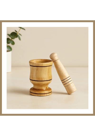 Kahveci.store Küçük Ahşap Havan Sarımsak Dövecek 6x4x8.8 Cm 22