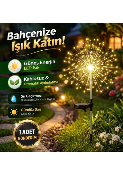 Güneş Enerjili Led Bahçe Işığı Su Geçirmez Dekoratif Yıldız Çiçek Aydınlatma 1 Adet Diğer