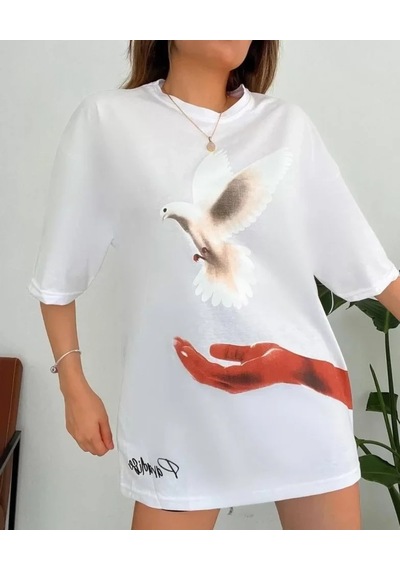 Vexor Dijital Baskılı T-shirt - Beyaz