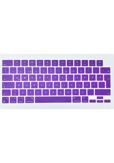 Arabulalaca Apple Uyumlu MacBook Pro 14.2 A2779 Türkçe Q Silikon Klavye Mor
