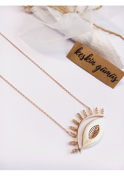 Gümüş Zirkon Taşlı Nazar Göz Eyes Sun Gold Trend Kadın Kolye