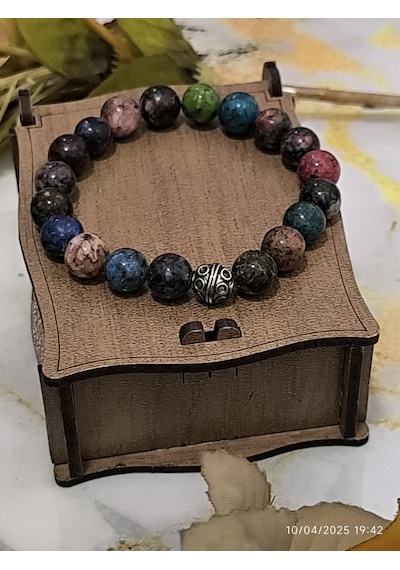 Fy Doğaltaş Çok Renkli Jade Kuvars Bileklik 10 Mm 7 Çakra