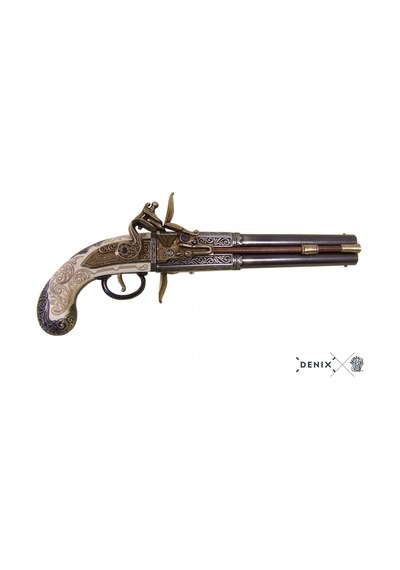 Denix-double-barrelled Turn-over Pıstol, Uk, 1750