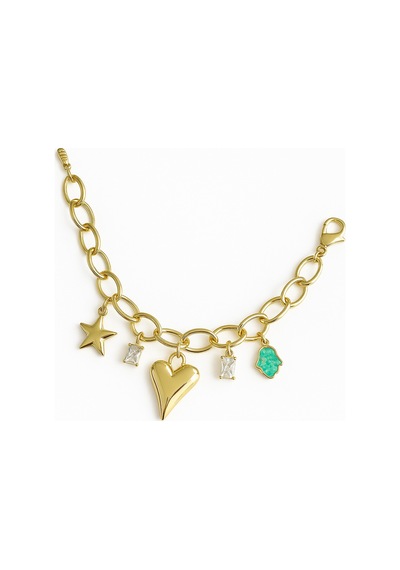 Çelik Kalp Charm Bileklik Gold
