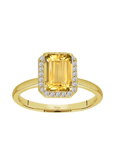 Sirius Pırlanta Ve Emerald Kesim Sitrin Tektaş Yüzük 0831R0035