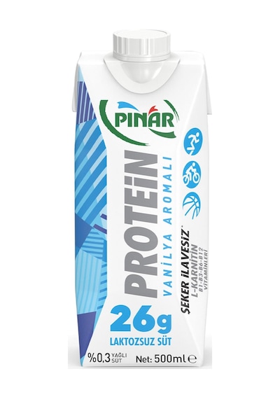 Pınar Protein Vanilya Aromalı Laktozsuz Süt 500 Ml X 6 Adet