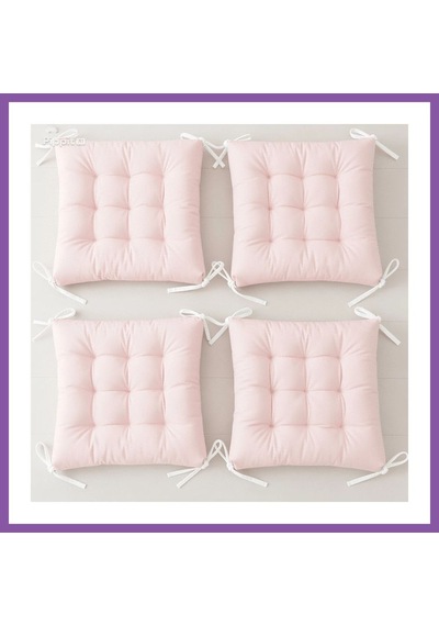 Bezos 4 Lü Kapitone Bağcıklı Sandalye Minderi 40 40 3 Cm Pembe 40 40 3 Cm 4 Adet Bzoshb